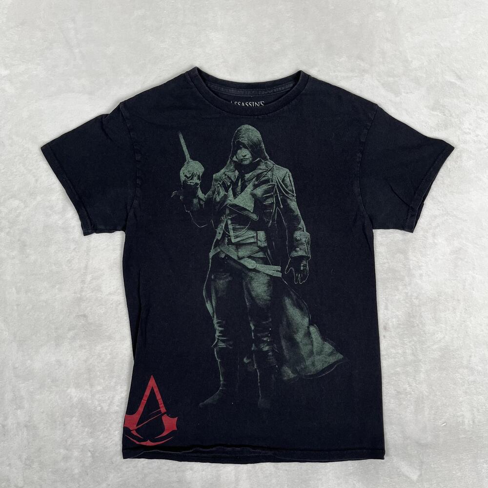 Assassin's Creed Unity T-Shirt Mens Small Black Hooded Assassin Graphic Tee